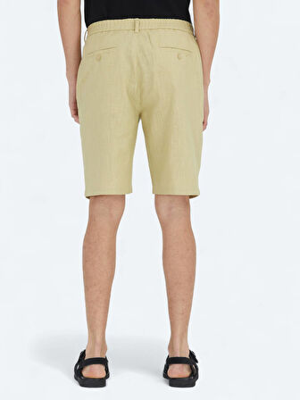 Yağ Yeşili Dokuma Jogging Fit Casual Pamuk Karışımlı Bermuda