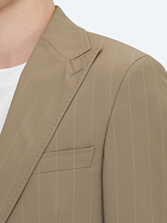 Vizon Çizgili Modern Fit Takım Elbise