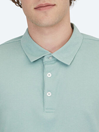 Yeşil Polo Yaka Pamuk Karışımlı T-Shirt