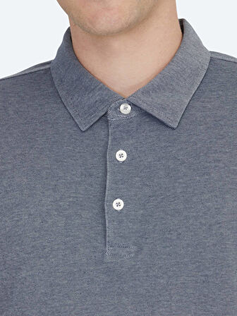 Lacivert Polo Yaka Pamuk Karışımlı T-Shirt
