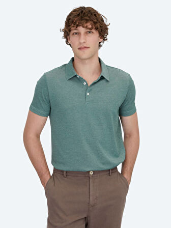 Yeşil Polo Yaka Pamuk Karışımlı T-Shirt
