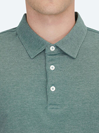 Yeşil Polo Yaka Pamuk Karışımlı T-Shirt
