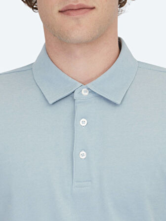 Açık Mavi Polo Yaka Pamuk Karışımlı T-Shirt