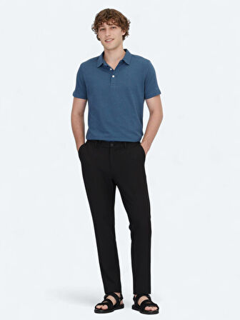 Lacivert Polo Yaka %100 Pamuk T-Shirt