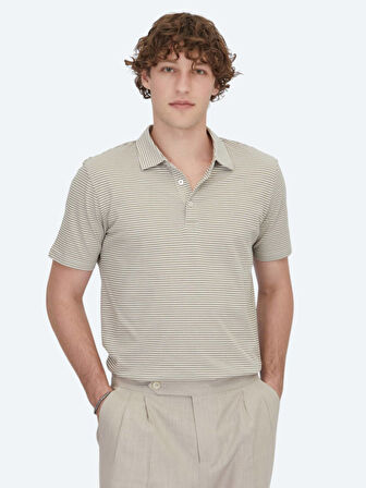 Açık Kahve Polo Yaka %100 Pamuk T-Shirt