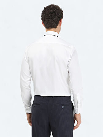 Beyaz Düz Regular Fit Dokuma Klasik %100 Pamuk Gömlek