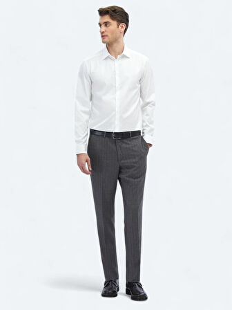 Beyaz Düz Slim Fit Dokuma Klasik %100 Pamuk Gömlek