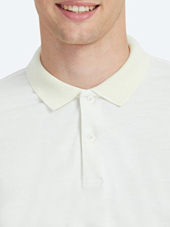 Ekru Polo Yaka %100 Pamuk T-Shirt