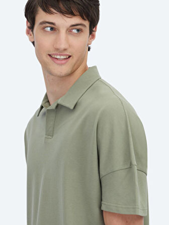 Yeşil Polo Yaka %100 Pamuk T-Shirt