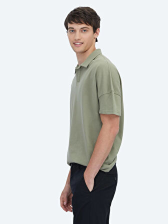 Yeşil Polo Yaka %100 Pamuk T-Shirt
