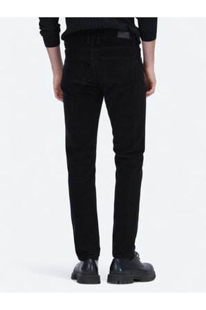 Siyah Fitilli Dokuma Slim Fit Kadife Casual Pamuk Karışımlı Pantolon