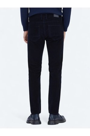 Lacivert Fitilli Dokuma Slim Fit Kadife Casual Pamuk Karışımlı Pantolon