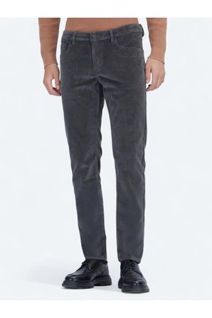 Gri Fitilli Dokuma Slim Fit Kadife Casual Pamuk Karışımlı Pantolon