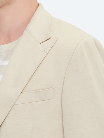Bej Düz Modern Fit Pamuk Karışımlı Örme Ceket
