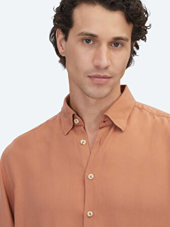 Kiremit Regular Fit Dokuma Casual Gömlek