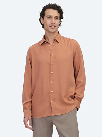 Kiremit Regular Fit Dokuma Casual Gömlek