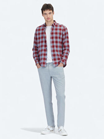 Bordo Regular Fit Dokuma Casual %100 Pamuk Gömlek