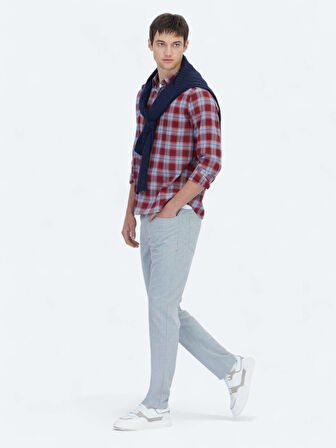 Bordo Regular Fit Dokuma Casual %100 Pamuk Gömlek