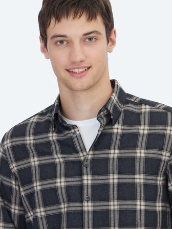 Antrasit Regular Fit Dokuma Casual Pamuk Karışımlı Gömlek