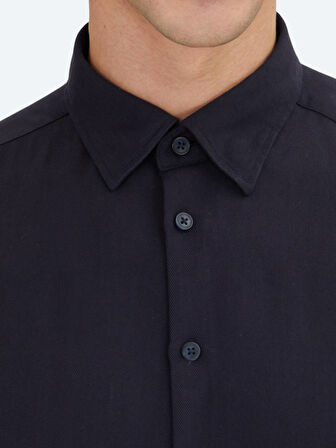 Lacivert Regular Fit Dokuma Casual Gömlek