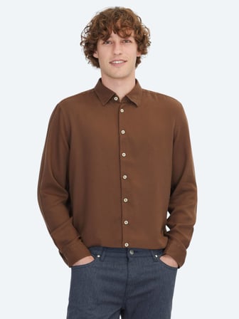 Kahverengi Regular Fit Dokuma Casual Gömlek