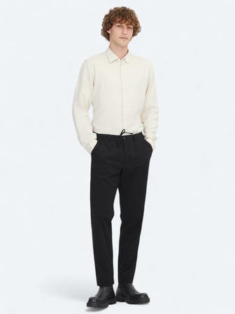 Ekru Regular Fit Dokuma Casual Gömlek