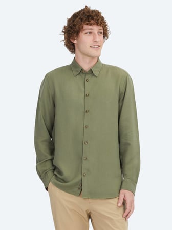Haki Regular Fit Dokuma Casual Gömlek