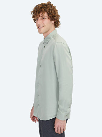 Mint Regular Fit Dokuma Casual Gömlek