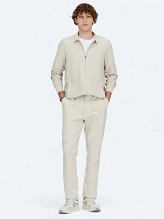 Bej Regular Fit Dokuma Overshırt