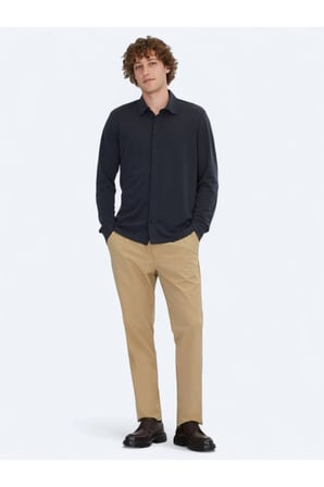 Siyah Düz Regular Fit Casual Gömlek