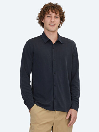 Siyah Düz Regular Fit Casual Gömlek