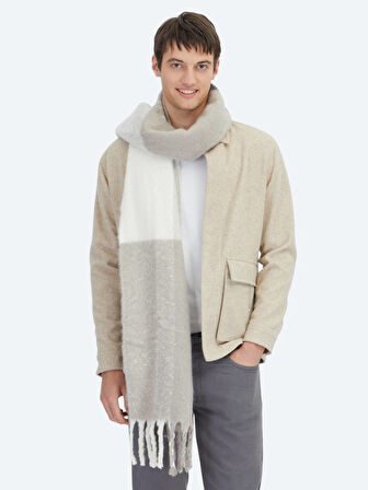 Bej Oversize Fit Dokuma Yün Karışımlı Overshırt