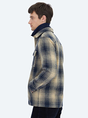 Lacivert Regular Fit Dokuma Overshırt