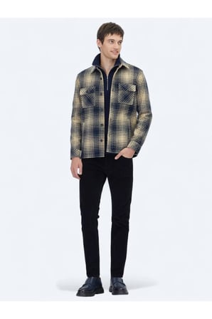 Lacivert Regular Fit Dokuma Overshırt