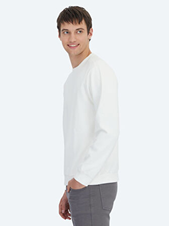 Ekru Bisiklet Yaka Sweatshırt