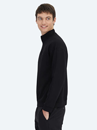 Siyah Dik Yaka Sweatshırt