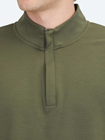 Haki Dik Yaka Sweatshırt