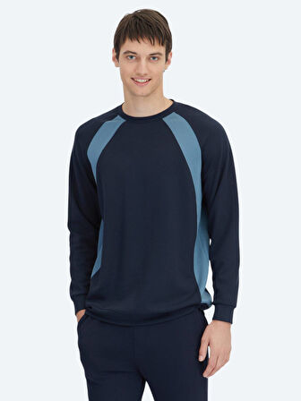 Lacivert Bisiklet Yaka Sweatshırt