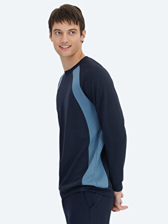 Lacivert Bisiklet Yaka Sweatshırt