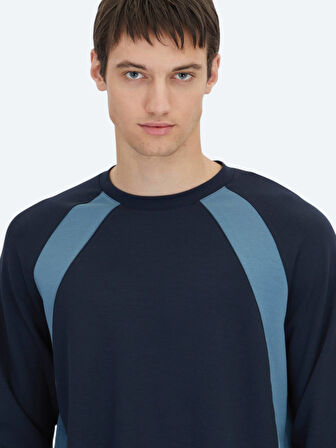 Lacivert Bisiklet Yaka Sweatshırt