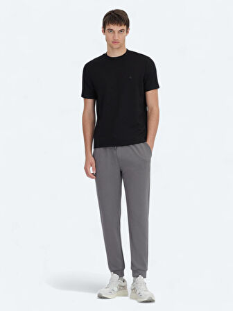 Siyah Düz Bisiklet Yaka T-Shirt