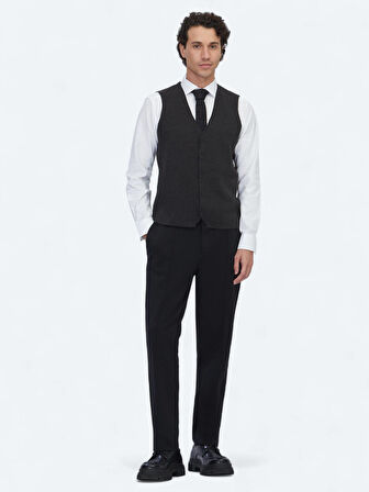 Antrasit Regular Fit Casual Örme Triko Yelek
