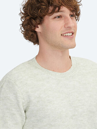 Mint Bisiklet Yaka Jakarlı Yün Karışımlı Triko Kazak