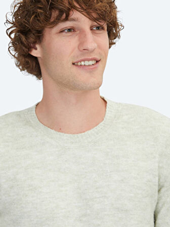 Mint Bisiklet Yaka Jakarlı Yün Karışımlı Triko Kazak