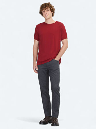 Kırmızı Bisiklet Yaka Jakarlı Triko