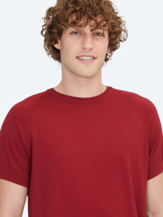 Kırmızı Bisiklet Yaka Jakarlı Triko