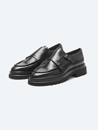 Siyah Deri Smart Casual Ayakkabı