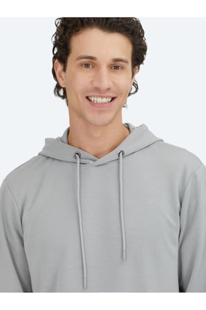 Gri Kapüşonlu Sweatshırt