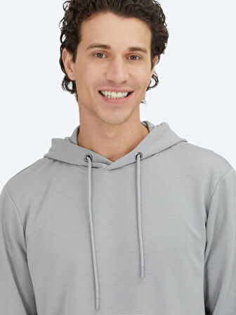 Gri Kapüşonlu Sweatshırt