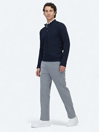 Lacivert Fitilli Bisiklet Yaka T-Shirt